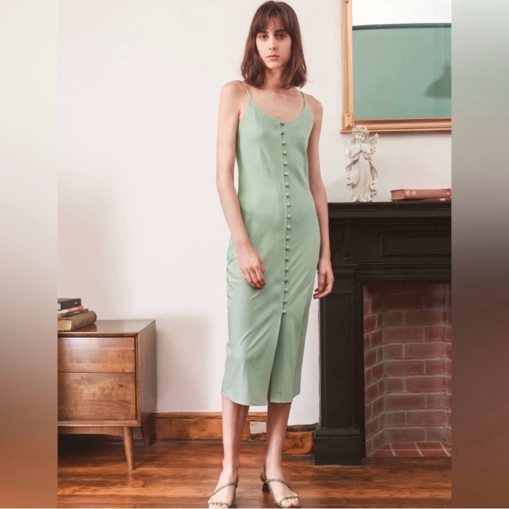 NWOT Simple Retro Beryl Slip midi Dress Aqua green size S